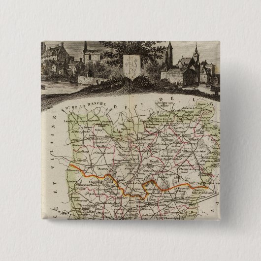 Bossen, districtsgrenzen vierkante button 5,1 cm (Voorkant)