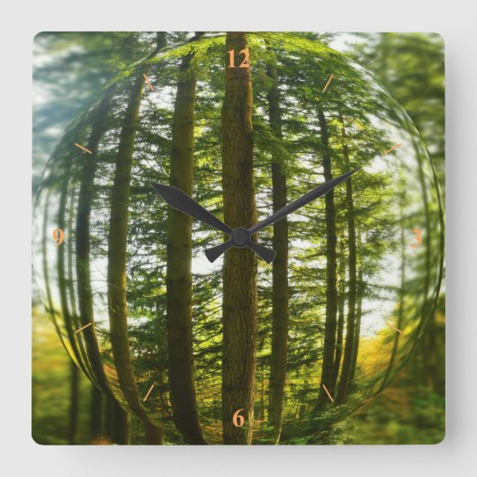 Bossen door het oog van een vis vierkante klok (Voorkant)