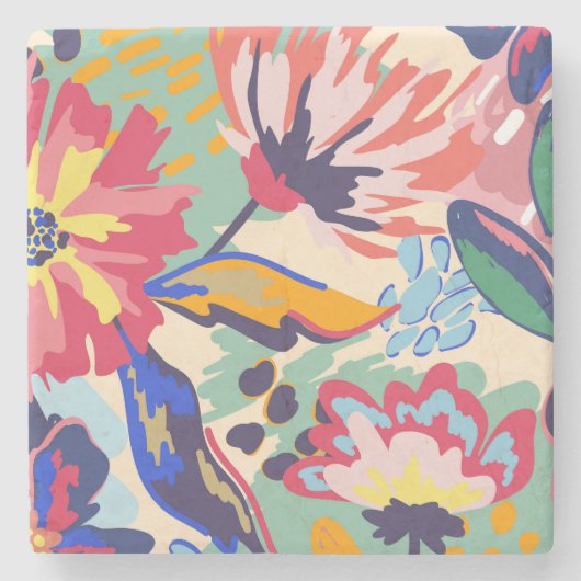 Bossen en rozen stenen onderzetter (Voorkant)