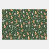 Bossen Fable Woodland Animals Greenery Baby Inpakpapier Vel (Voorkant 2)