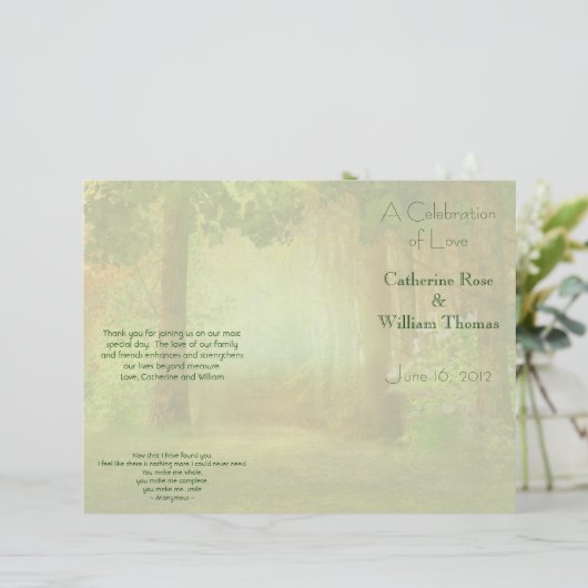 Bossen Forest Outdoor Elegant Wedding Programme (Staand voorkant)