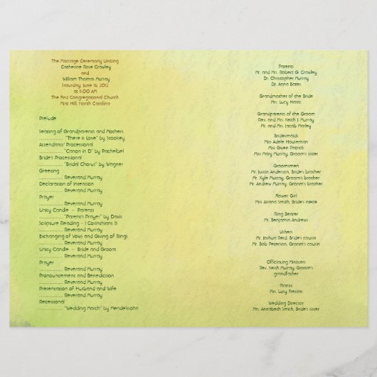 Bossen Forest Outdoor Elegant Wedding Programme (Achterkant)