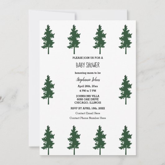 Bossen Groene Bomen Schattige Baby shower Kaart (Voorkant)