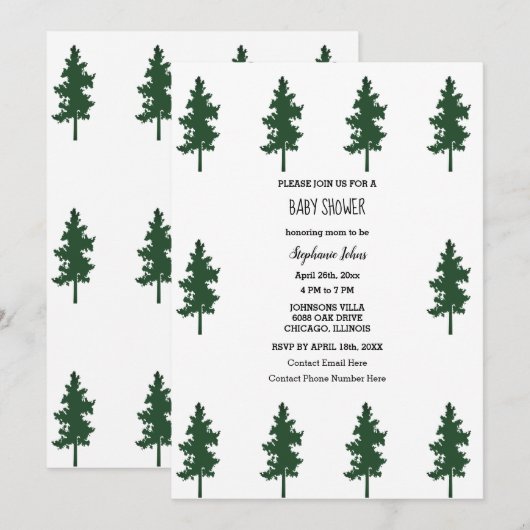 Bossen Groene Bomen Schattige Baby shower Kaart (Voorkant / Achterkant)