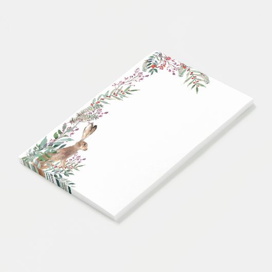 Bossen, hazen, bladeren, bladeren, kerstbessen post-it® notes (Schuin)