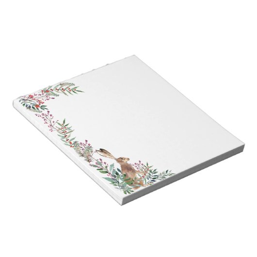 Bossen, hazen, bladeren, rode bessen notitieblok (Schuin)