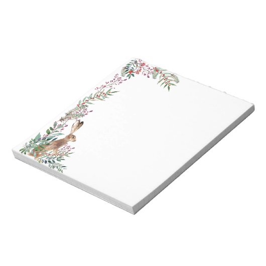 Bossen, hazen, bladeren, rode bessen notitieblok (Linkerzijde)