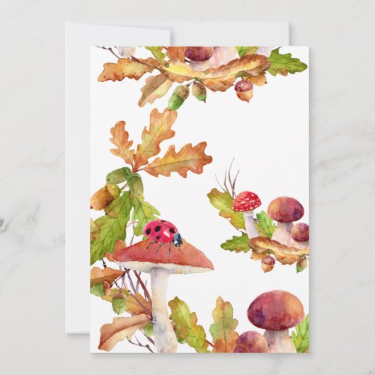 Bossen, Herfstbos, Paddestoel Baby shower Kaart (Achterkant)