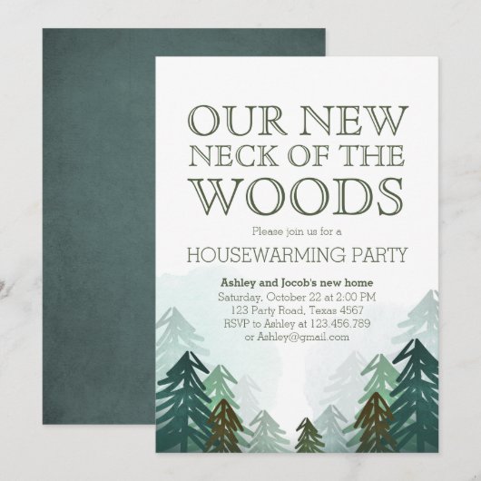 Bossen Housewarming Party Invitation Winterbos Kaart (Voorkant / Achterkant)