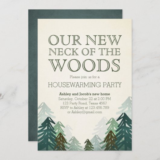 Bossen Housewarming Party Invitation Winterbos Kaart (Voorkant / Achterkant)