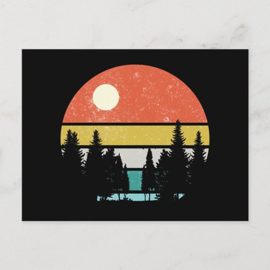 Bossen in het landschap Natuur Retro Sunset Forest Briefkaart (Voorkant)