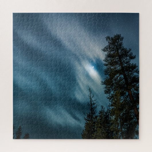 Bossen in Moonlight Night Sky Legpuzzel (Verticaal)