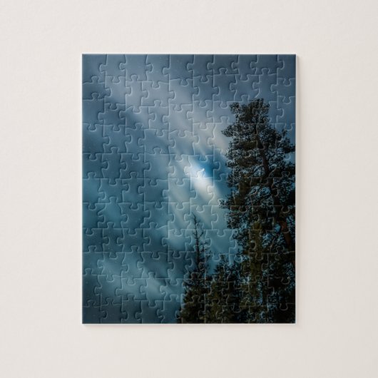 Bossen in Moonlight Night Sky Legpuzzel (Verticaal)