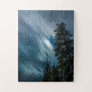 Bossen in Moonlight Night Sky Legpuzzel