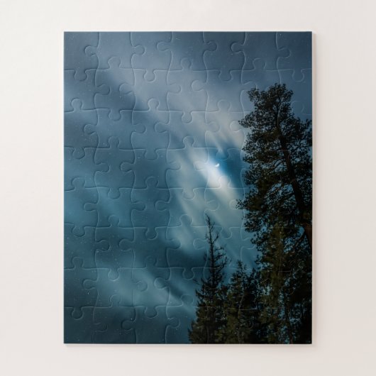 Bossen in Moonlight Night Sky Legpuzzel (Verticaal)