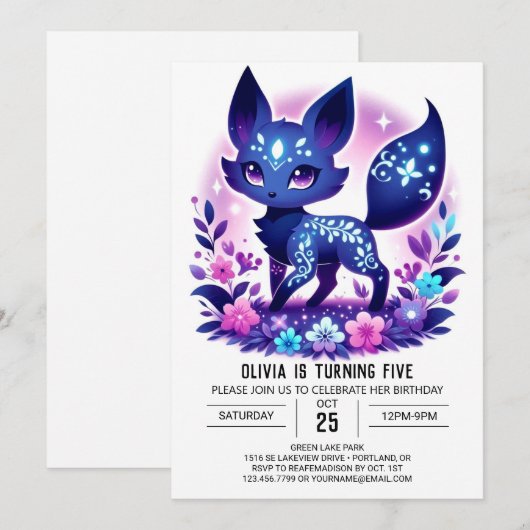 Bossen Majestic Fox Digitale Verjaardag Kaart (Voorkant / Achterkant)