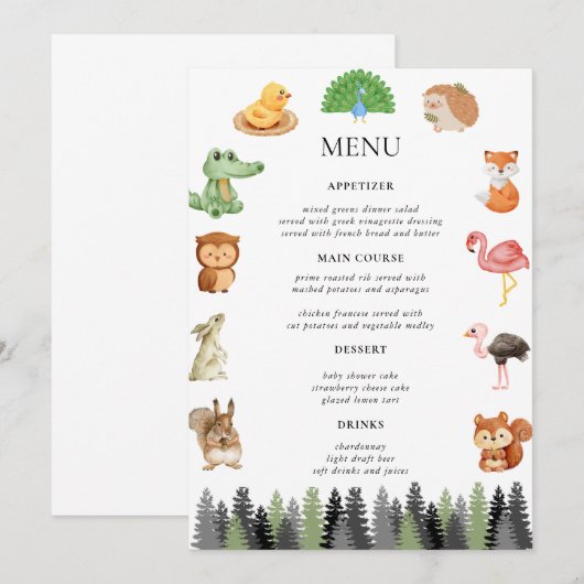 Bossen Menu (Voorkant / Achterkant)