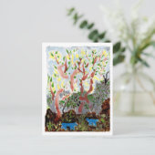 Bossen met blauwe beesten en briefkaart van het ty (Staand voorkant)