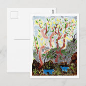 Bossen met blauwe beesten en briefkaart van het ty (Voorkant / Achterkant)