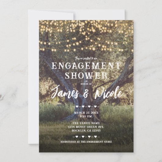 Bossen met boomverlichting Verloving Shower Kaart (Voorkant)