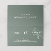 Bossen met een minimale Floral Wedding Plaatskaartje (Buitenkant ongevouwen)