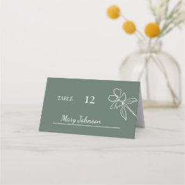 Bossen met een minimale Floral Wedding Plaatskaartje