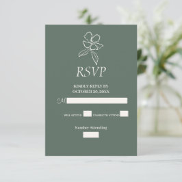 Bossen met een minimale Floral Wedding RSVP Kaartje