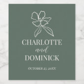 Bossen met een minimale Floral Wedding Wijn Etiket (Enkel label)