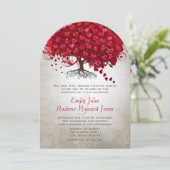 Bossen met een rode hals-ribben-bruiloft kaart (Staand voorkant)