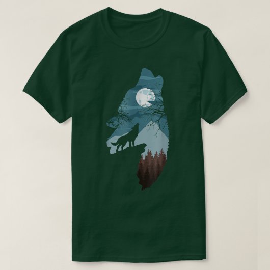 Bossen met FullMoon en Howling Wolfwolf T-shirt (Design voorkant)