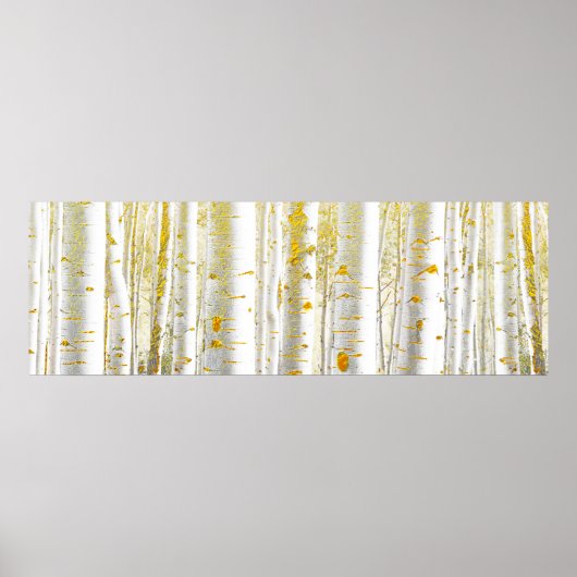 Bossen met goudvogel en witte vogel poster (Voorkant)