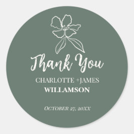 Bossen met minimale Floral Wedding Favors Ronde Sticker