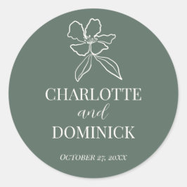 Bossen met minimale Floral Wedding Favors Ronde Sticker