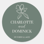 Bossen met minimale Floral Wedding Favors Ronde Sticker (Voorkant)