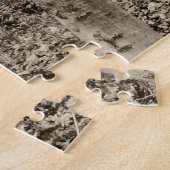 Bossen met ochtendmist achter de bomen legpuzzel (Zijkant)