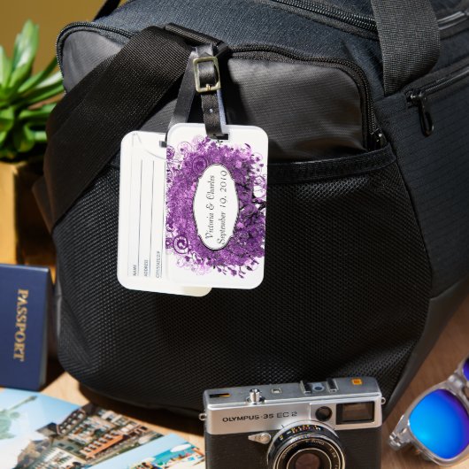 Bossen met Paarse hardebomen Bagagelabel (Voorkant & Achterkant)