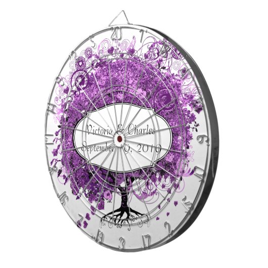 Bossen met Paarse hardebomen Dartbord (Voorkant Rechts)