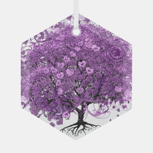 Bossen met Paarse hardebomen Glas Ornament (Voorkant)