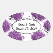 Bossen met Paarse hardebomen Ovale Sticker (Voorkant)