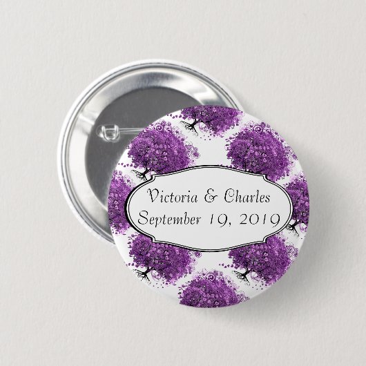 Bossen met Paarse hardebomen Ronde Button 5,7 Cm (Voorkant /achterkant)