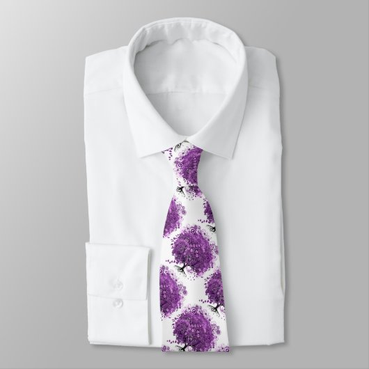 Bossen met Paarse hardebomen Stropdas (Gebonden)