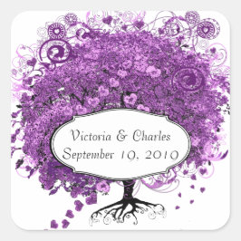 Bossen met Paarse hardebomen Vierkante Sticker