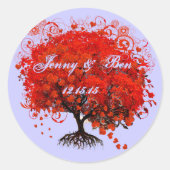 Bossen met rode lebben als bosgrond ronde sticker (Voorkant)