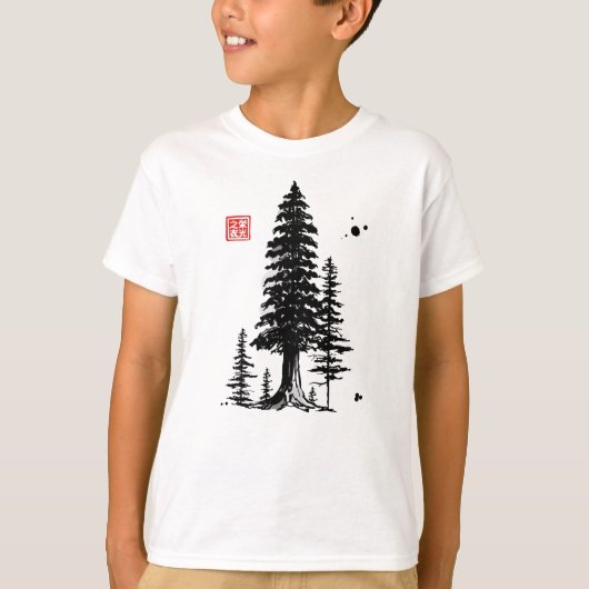 Bossen met sequoia's Sumi-e T-shirt (Voorkant)
