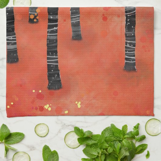 Bossen met vogelbomen theedoek (Gevouwen)