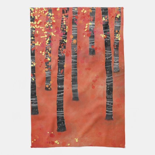 Bossen met vogelbomen theedoek (Verticaal)