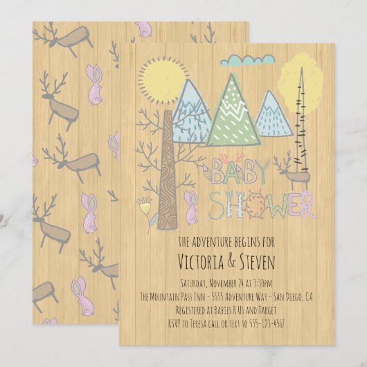 Bossen met Waterverf van Baby shower van het berga Kaart (Voorkant / Achterkant)