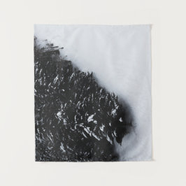 Bossen met zwarte en witte sparren en sneeuw wandkleed