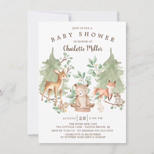 Bossen Neutraal Baby shower Kaart (Voorkant)