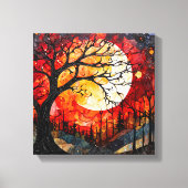 Bossen onder Full Moon canvas print (Voorkant)